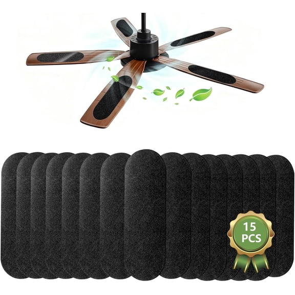 Aokelily 15PCS Ceiling Fan Air Purifier Pads, Activated Coconut Shell Carbon Fan Filters Trap Dust, Odors & Allergens, Easy-Stick Universal Fit for Ceiling Fan Blades, Odorless & Unscented