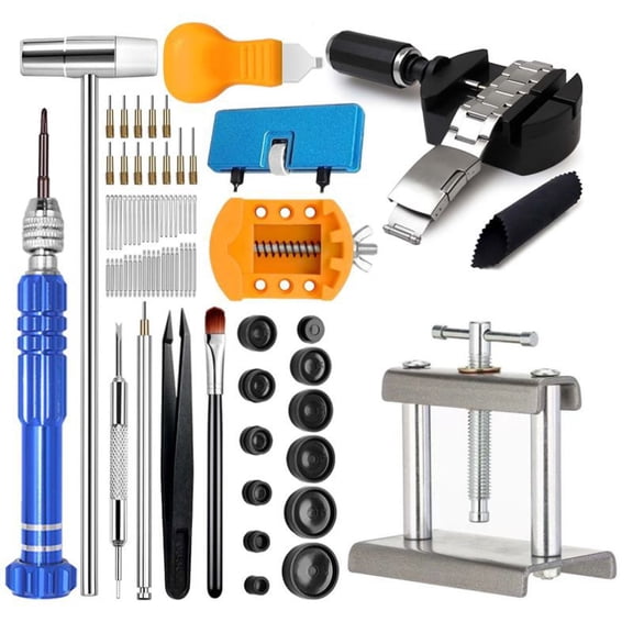 Watch Repair Kit Watch Press Tool, Battery Replacement, Strap Adjustment, Wrench Opening Back Cover, Case Opener/Closer, Link Remover Sizing Bracelet, Screwdriver Band Pin Removal, Spring Bar