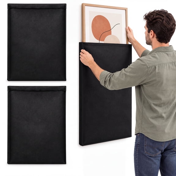 Aokeyee 2 Pack Felt Picture Frame Moving Bags,Reusable Black Protective Storage Pouch,Dust & Scratch Resistant for Mirror,Canvas Painting, Artwork Frames,Moving & Long Term Storage,Large
