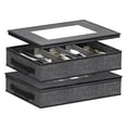 thumbnail image 1 of Aokeyee 2 Pack Silverware Storage Box with Adjustable Dividers, 5 Compartment Silverware Organizer with Lid Handle for Utensil, Flatware, Knives, Gray, 1 of 7