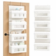 Aokeyee Over The Door Organizer, 4 Tier Boho Door Organizer Hanging with Tassels and Clear Window, 55lb Behind The Door Storage for Baby Nursery, Bedroom, Bathroom