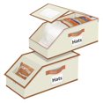 thumbnail image 1 of Aokeyee Hat Boxs for Baseball Caps - 2PCS Hat Organizer for Closet Stackable Storage with Clear Window Lid, Breathable Fabric (Beige&Brown), 1 of 6