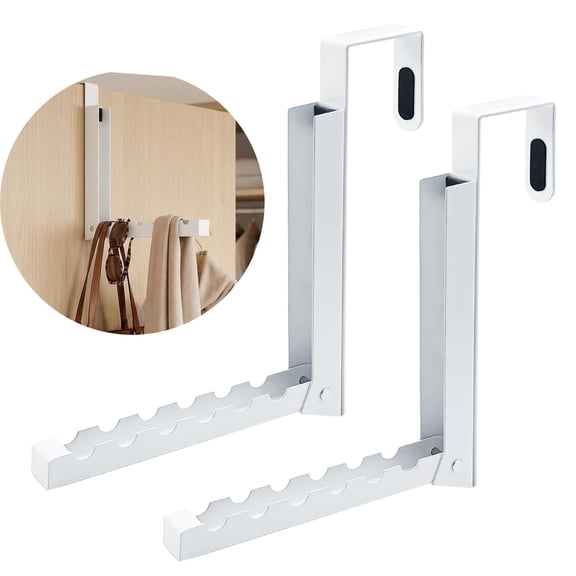 Aokeyee over the Door Hanger Folding Clothes Drying Rack, Hanging Coat Rack for Indoor Laundry Room Foldable Portable Clothing Hanger Hook 2 Pack