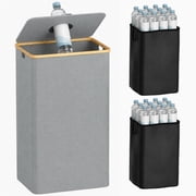 Aokeyee Recycling Bin for Kitchen,Indoor Home Recycle Bin with Lid and 2 Removable Reusable Inner Bags,for Bottles,Cans,Glass,Plastic & Stickers,Gray