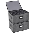 thumbnail image 1 of Aokeyee Wine Glass Storage Box Containers with Dividers 2 Pack Stemware Storage Cases for 24 Drinkware Hard Shell for Moving Protection Gray, 1 of 6
