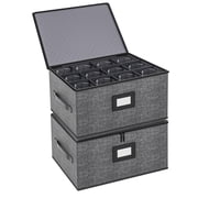 Glassware Organizer With Dividers Pink 2-Pack Wine Glass Storage Boxes -  Holds 24 Glasses With Dividers, Pink Fabric Organizer Glassware Organizer  With Clear Window