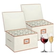 thumbnail image 1 of Aokeyee Wine Glass Storage Box Containers, 2 Pack Stemware Storage Cases for 24 Crystal Glasses, Drinkware, Hard Shell for Moving Protection (Ivory), 1 of 6