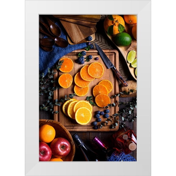 Aoki, Juri 23x32 White Modern Wood Framed Museum Art Print Titled - Fruit table