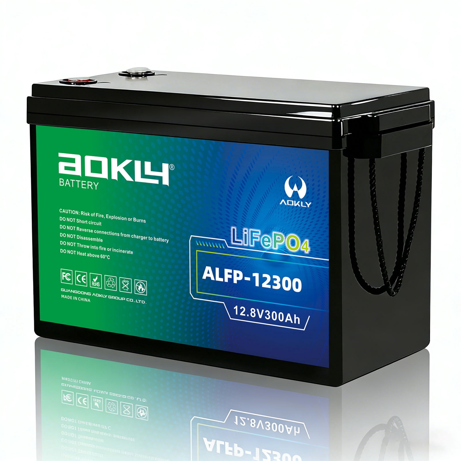 AOKLY Mini 12V 300Ah Lithium LiFePO4 Battery 200A BMS, 15000+ Deep Cycles, 3840Wh Low-Temp Cut-Off, Lithium Iron Phosphate Battery for RV Solar Marine TrollingMotor Off-Grid Backup Power Home Energy