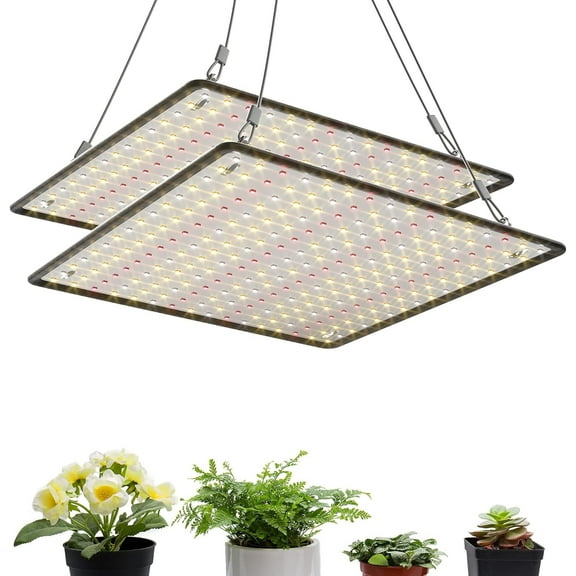 Aoksun 2 Pack LED Grow Light Panel 200W Lamp for Indoor Plants, Sun Like with White Blue Red UV IR LEDs for 4x4ft Coverage Grow Tent Greenhouse Veg and Bloom Seedlings Hydroponics