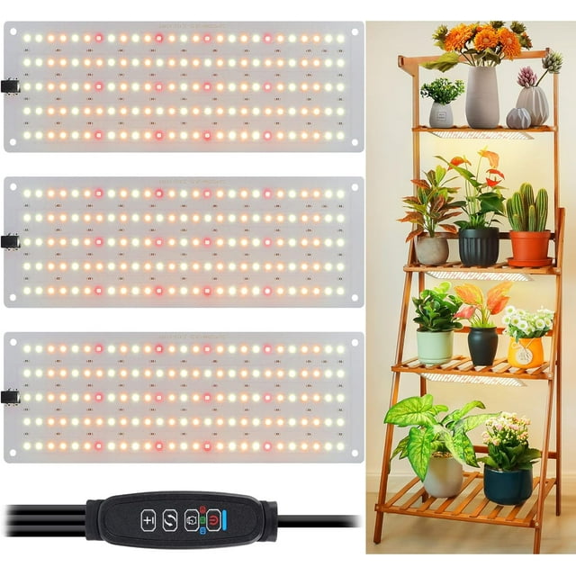 Aoksun 405 LEDs Plant Grow Light, 3 Pack with Timer, Dimmable Levels