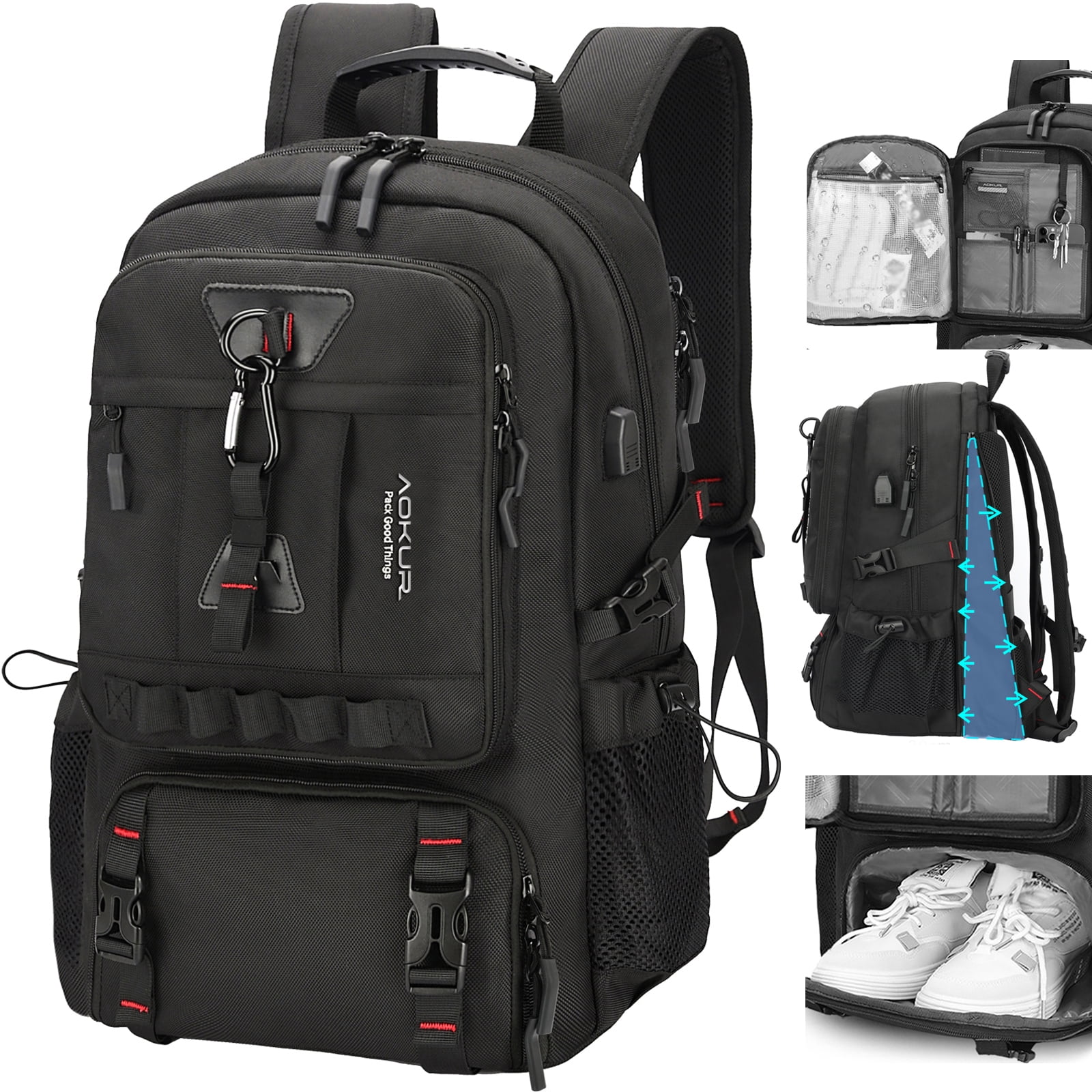 Aokur Unisex Expandable Travel Backpack, 17.3
