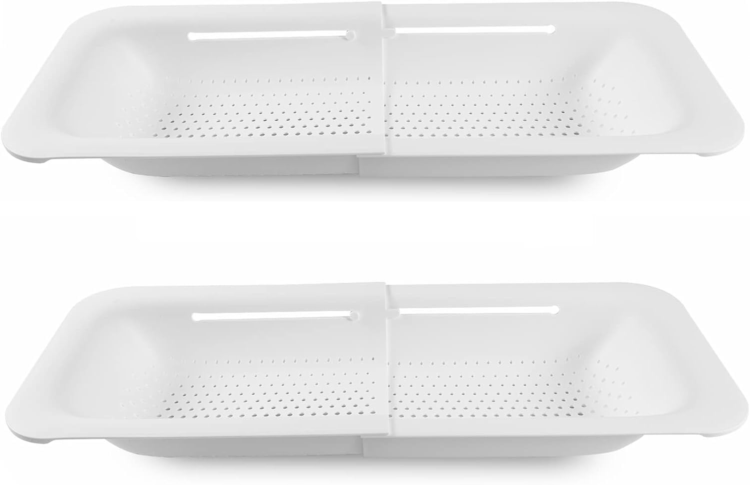 White Adjustable Over-the-Sink Colander Strainer Basket