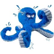 Aollywin Tough Dog Toys, Stuffed Chew Large Dog Toys to Keep Them Busy, Interactive Squeaky Tug of War Doggie Toy, Crinkle Blue Octopus