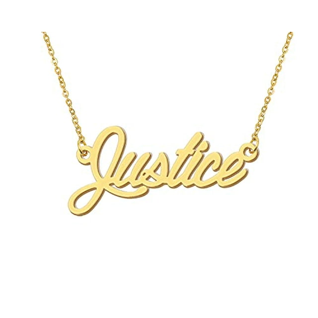 Aoloshow Justice Necklace Name 18k Gold Plated Message Word Jewelry For 