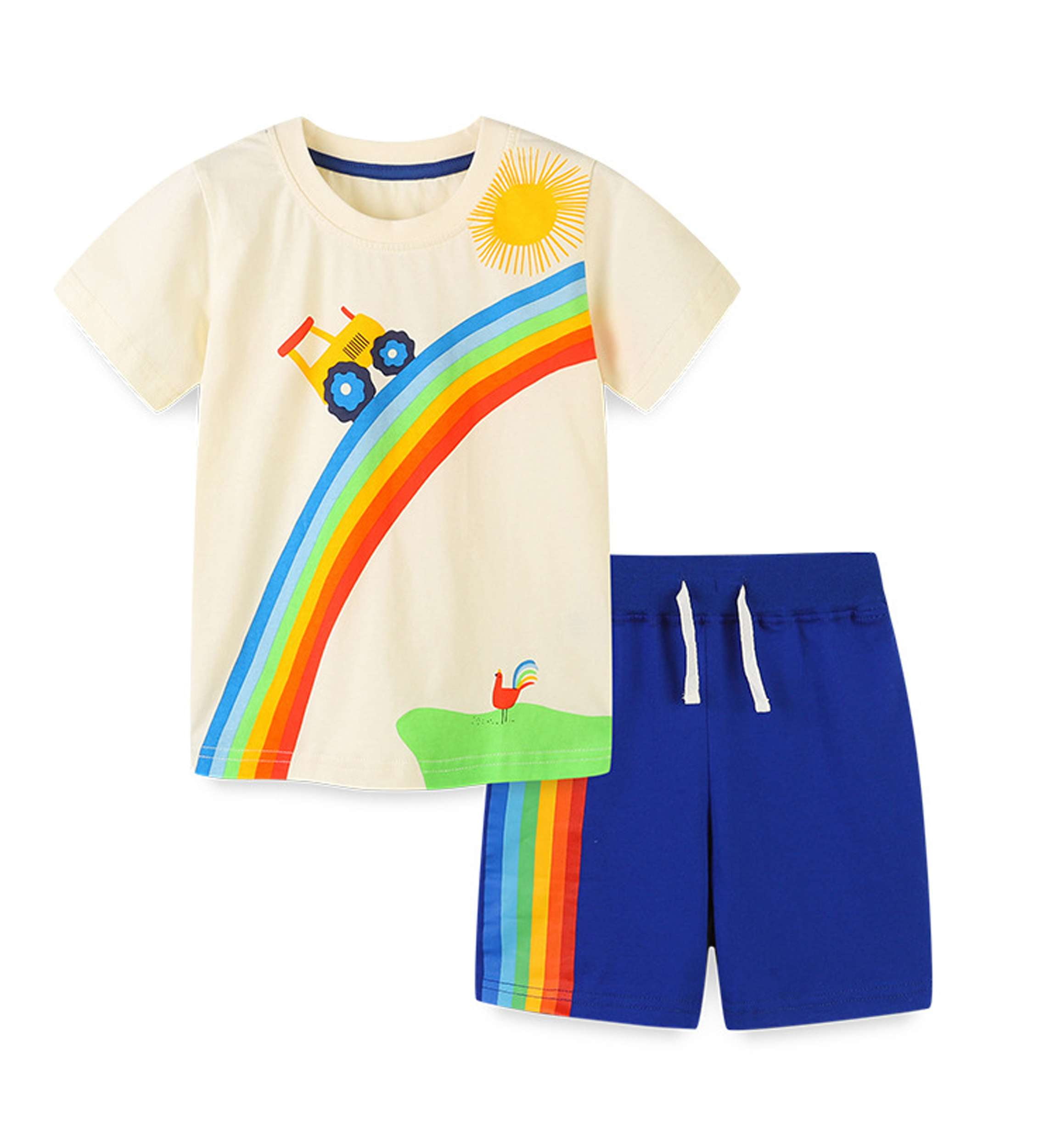 Aolyty Little Boys Track Outfit Set Summer Rainbow Short Set 7T 