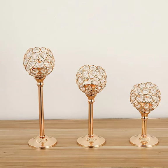 Aolyty Crystal Candle Holder Set of 3, Dual Use Candlestick Holders, Large Small Sizes