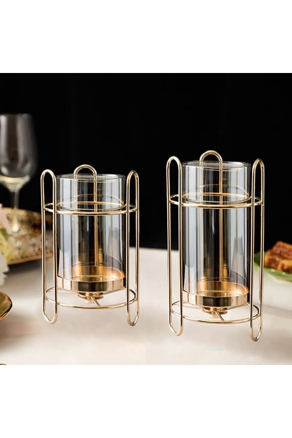 Gold Candle Holder Set of 2, Dual Use Candlestick Holders, Large Small Sizes