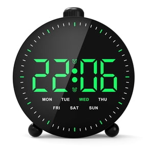 Aolyty LED Digital Alarm Clock, Desktop Clock with Ambient Light and Moving Second Display