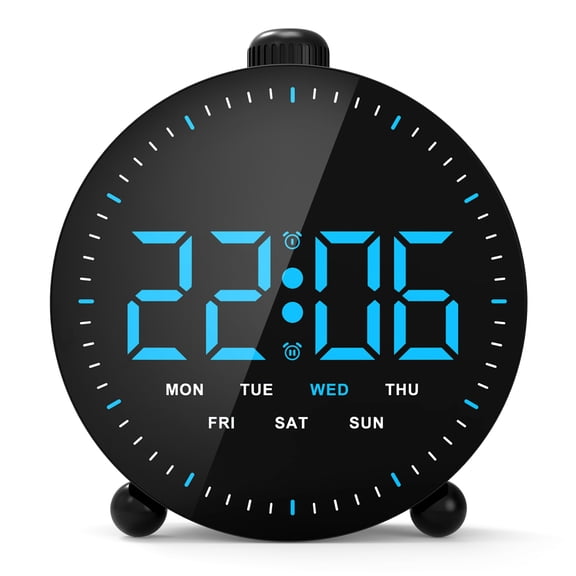 Aolyty LED Digital Alarm Clock, Desktop Clock with Ambient Light and Moving Second Display