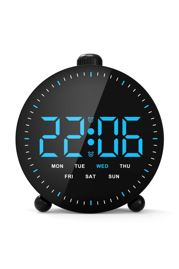 LED Digital Alarm Clock, Desktop Clock with Ambient Light and Moving Second Display