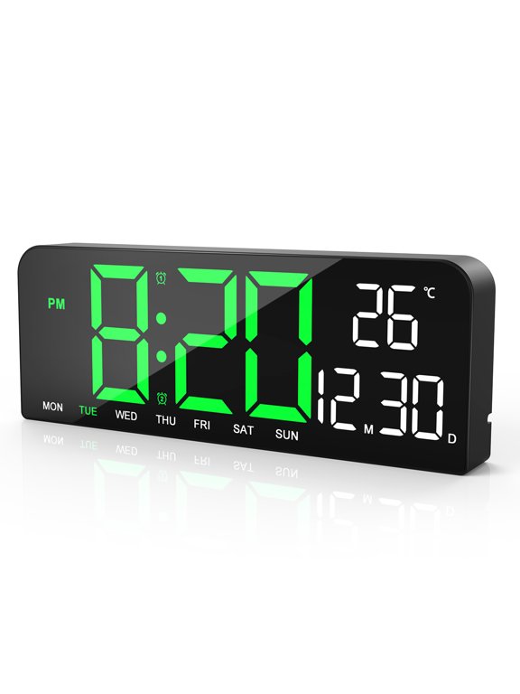LED Digital Wall Clock with Adjustable Brightness
