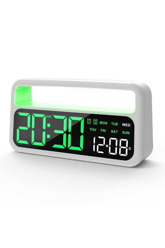 LED Multi-Function Digital Alarm Clock, Desktop Clock with 9 Color Ambient Light