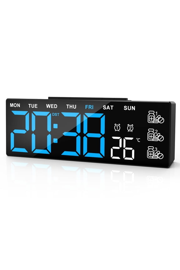 LED Multi-Function Digital Alarm Clock, Desktop Clock with Medication Reminder