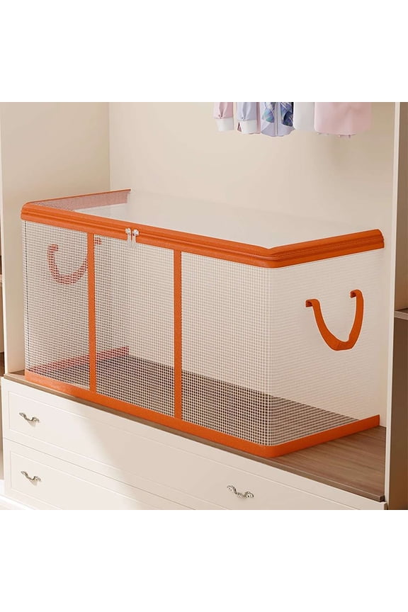 Large Capacity Clothes Storage Bags with Handles, Clear View Portable Foldable Organizer Bins(200L)