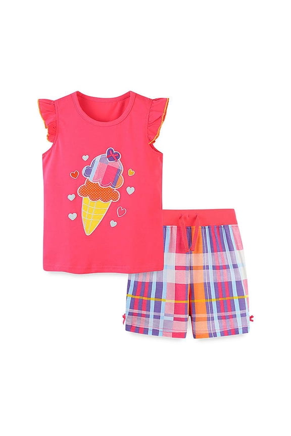Girls Outfit Set Summer Short Top Pants Set 7T