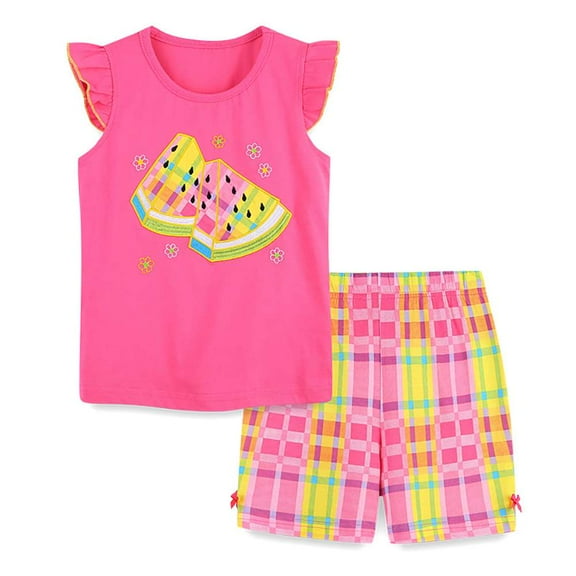 Aolyty Little Girls Summer Clothes Set Cotton Short Set 5T