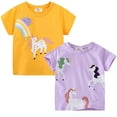 thumbnail image 1 of Aolyty Little Girls Unicorn Top Set Short Sleeve 4T, 1 of 7