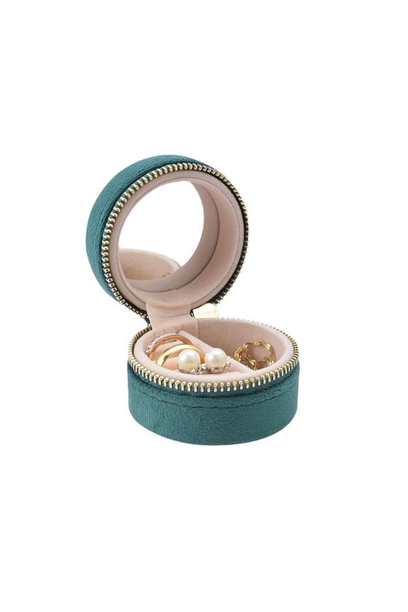 Mini Portable Jewelry Box, Jewelry Organizer Case, Soft Compact Jewelry Pouch(Green)