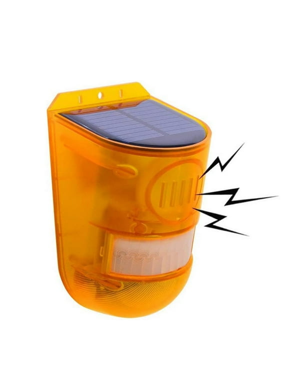 Aolyty Solar Motion Sound Alarm LED Strobe Warning Yellow Light Security Outdoor Keep Animal Away for Home Warehouse Farm