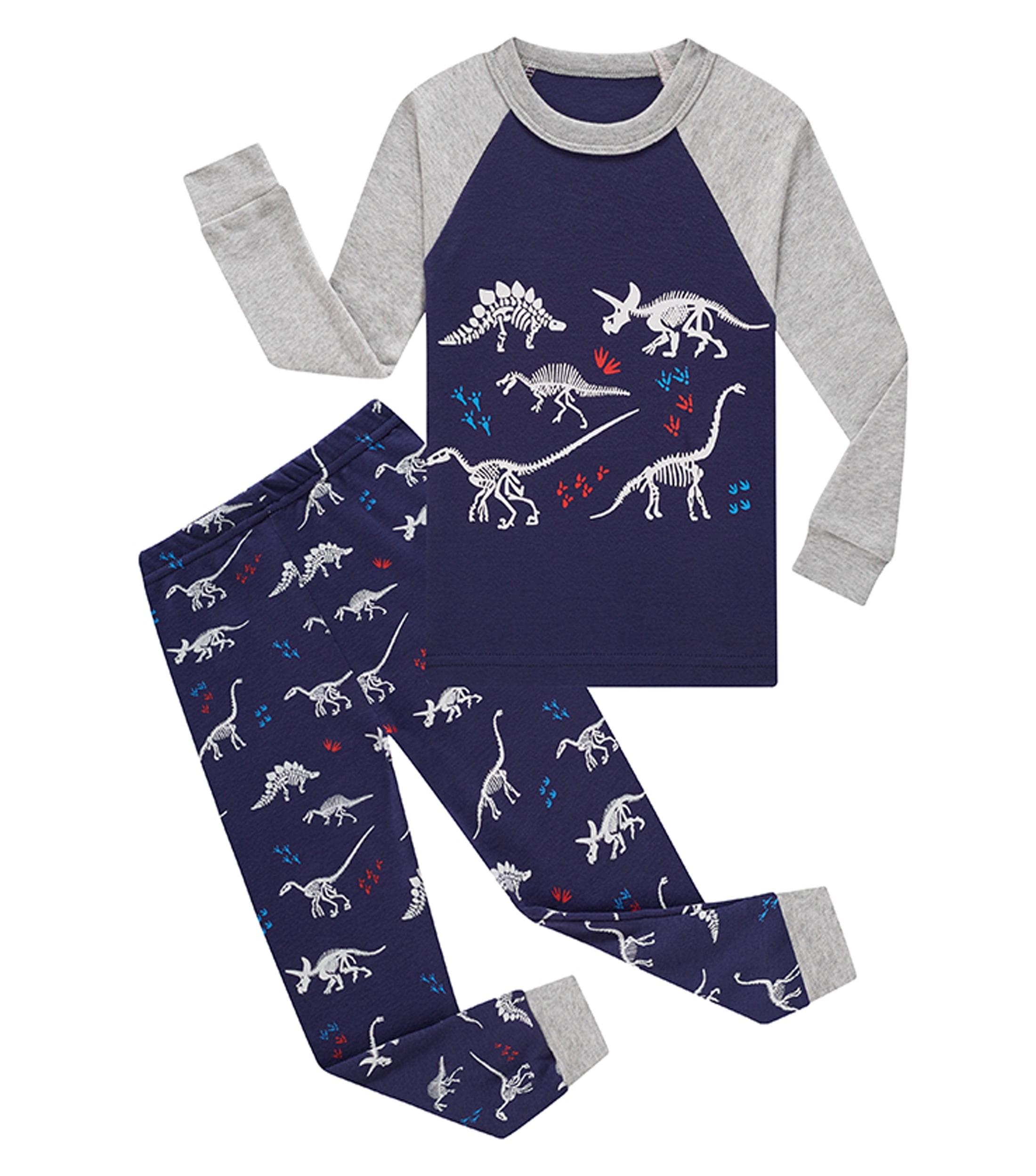 Aolyty Toddler Boys Dinosaur Pajamas Cotton 2 Piece Pajama Sets 4T