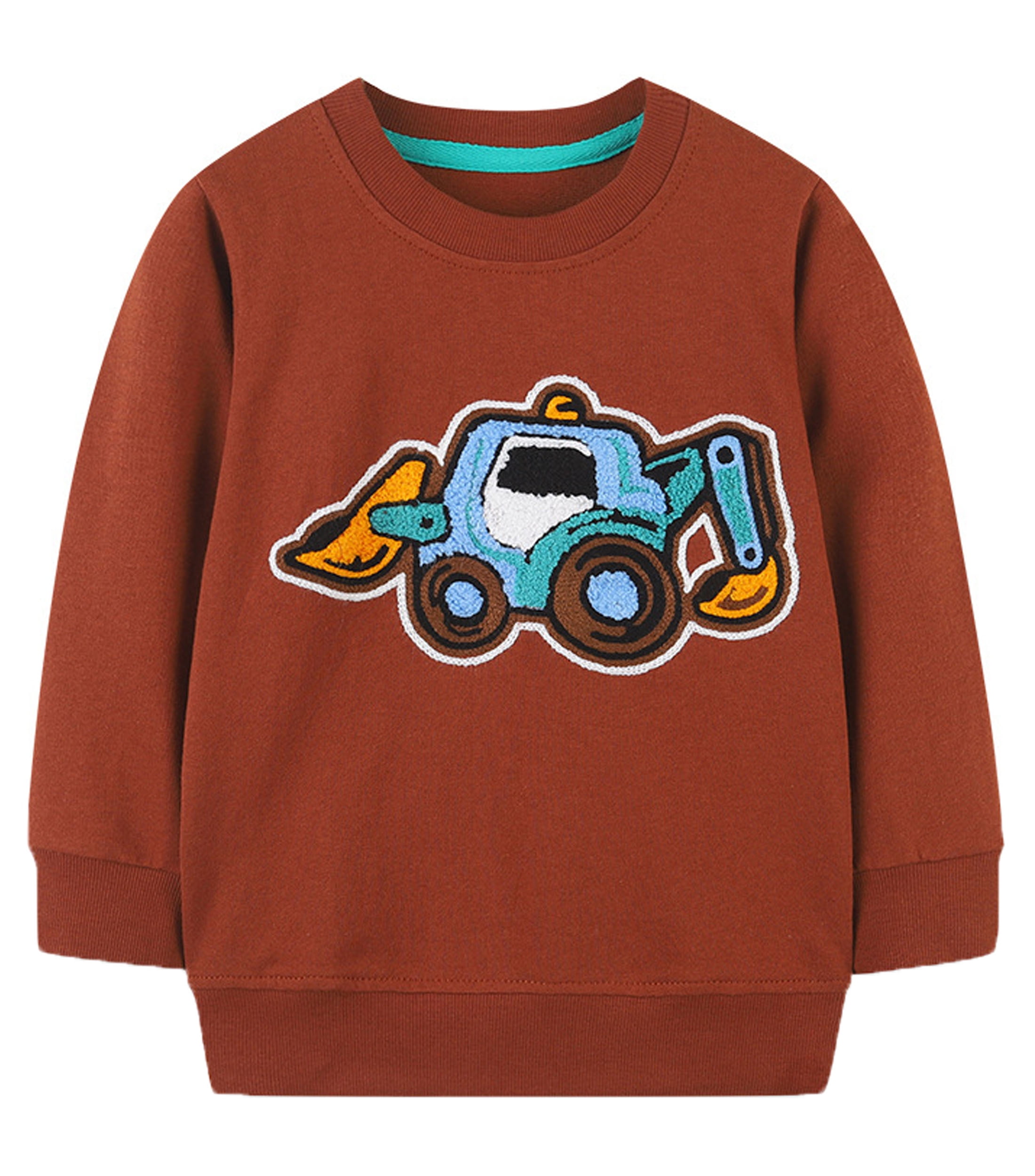 Aolyty Toddler Boys Excavator Sweatshirts Crewneck Pullover Tops 4T