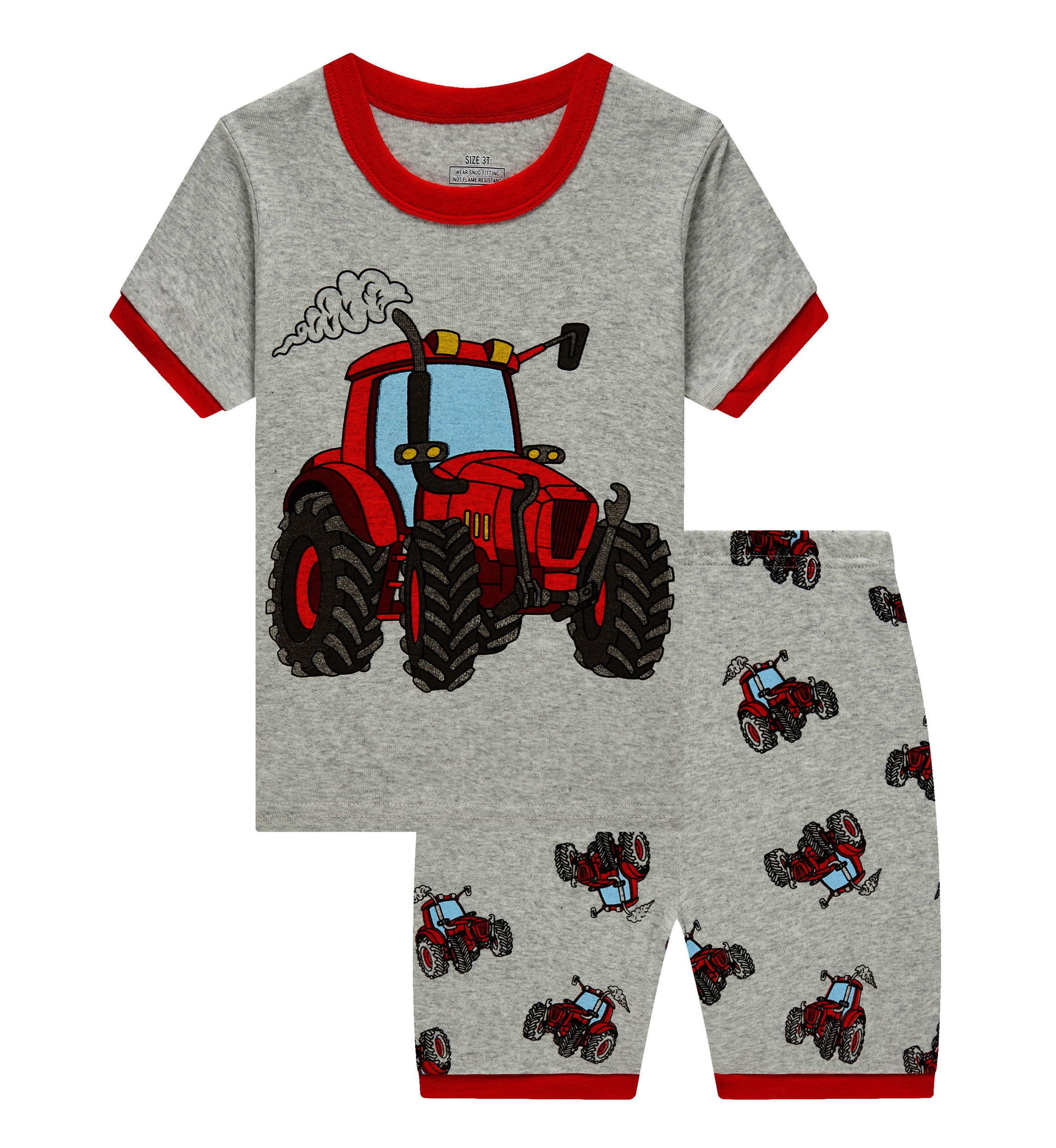 Aolyty Toddler Boys Tractor Pajamas Boy Summer Pajama Cotton Pjs 5T