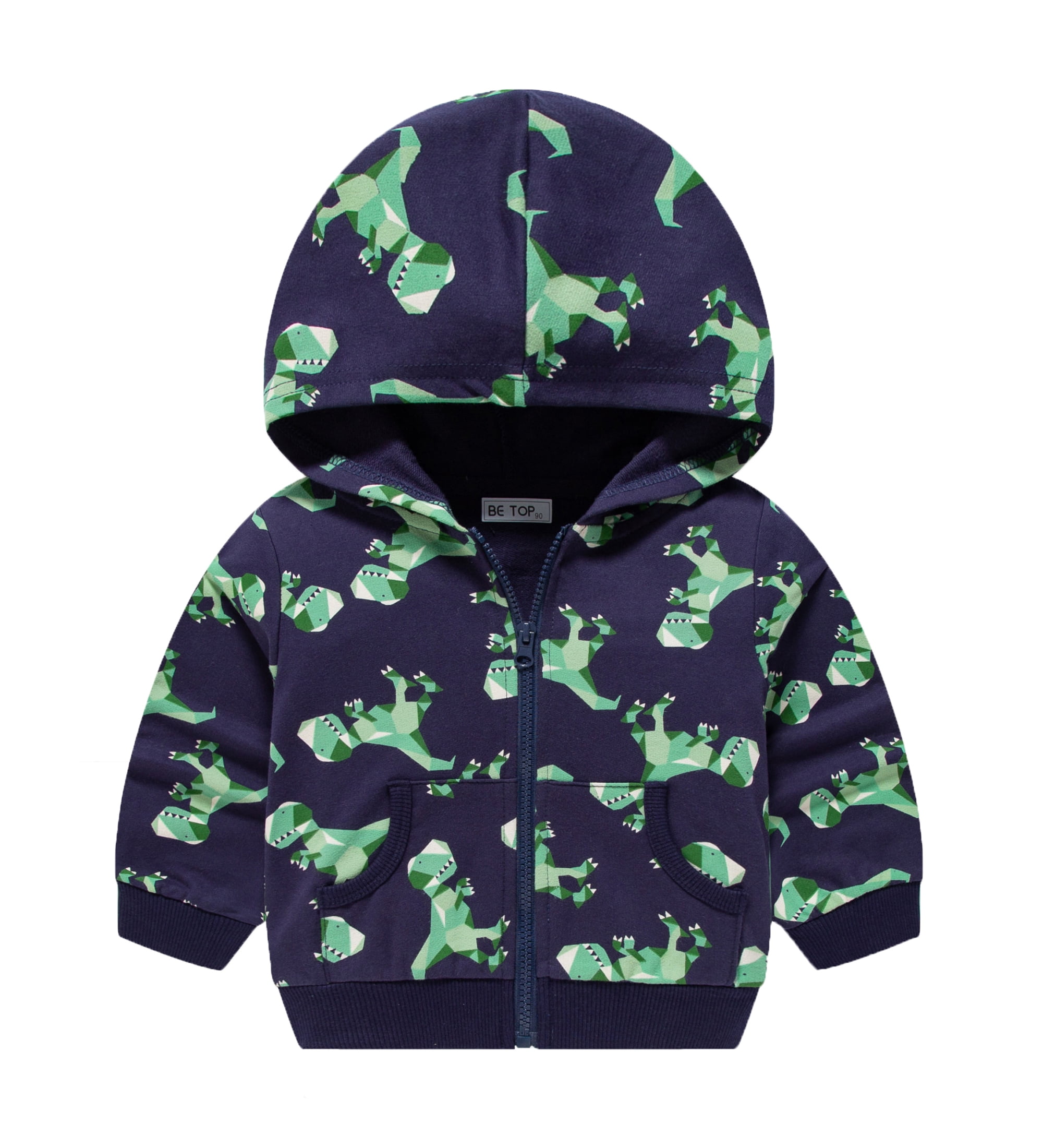 Aolyty Toddler Boys Zip Up Jacket Long Sleeve Hooded Sweatshirt 3T