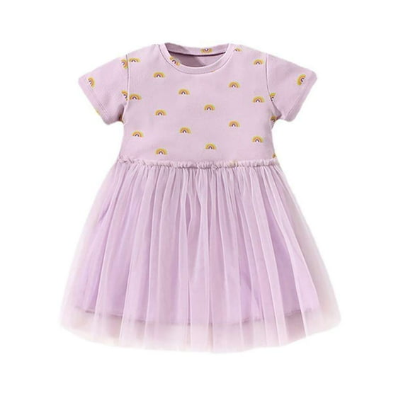 Aolyty Toddler Girls Summer Dress Short Sleeve 2T