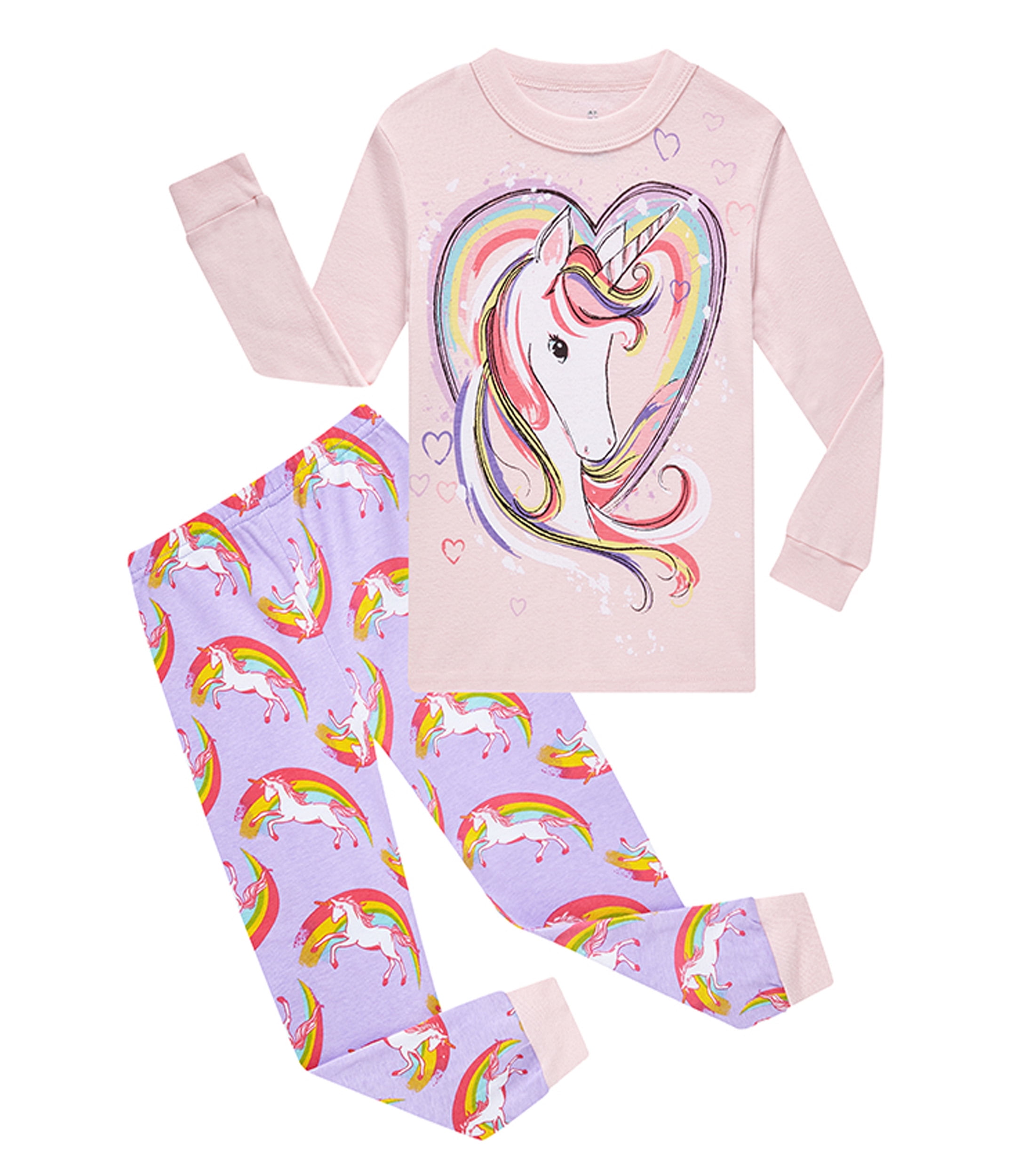 Aolyty Toddler Girls Pajamas Unicorn Pjs Cotton 2 Piece Pajama Sets 4T