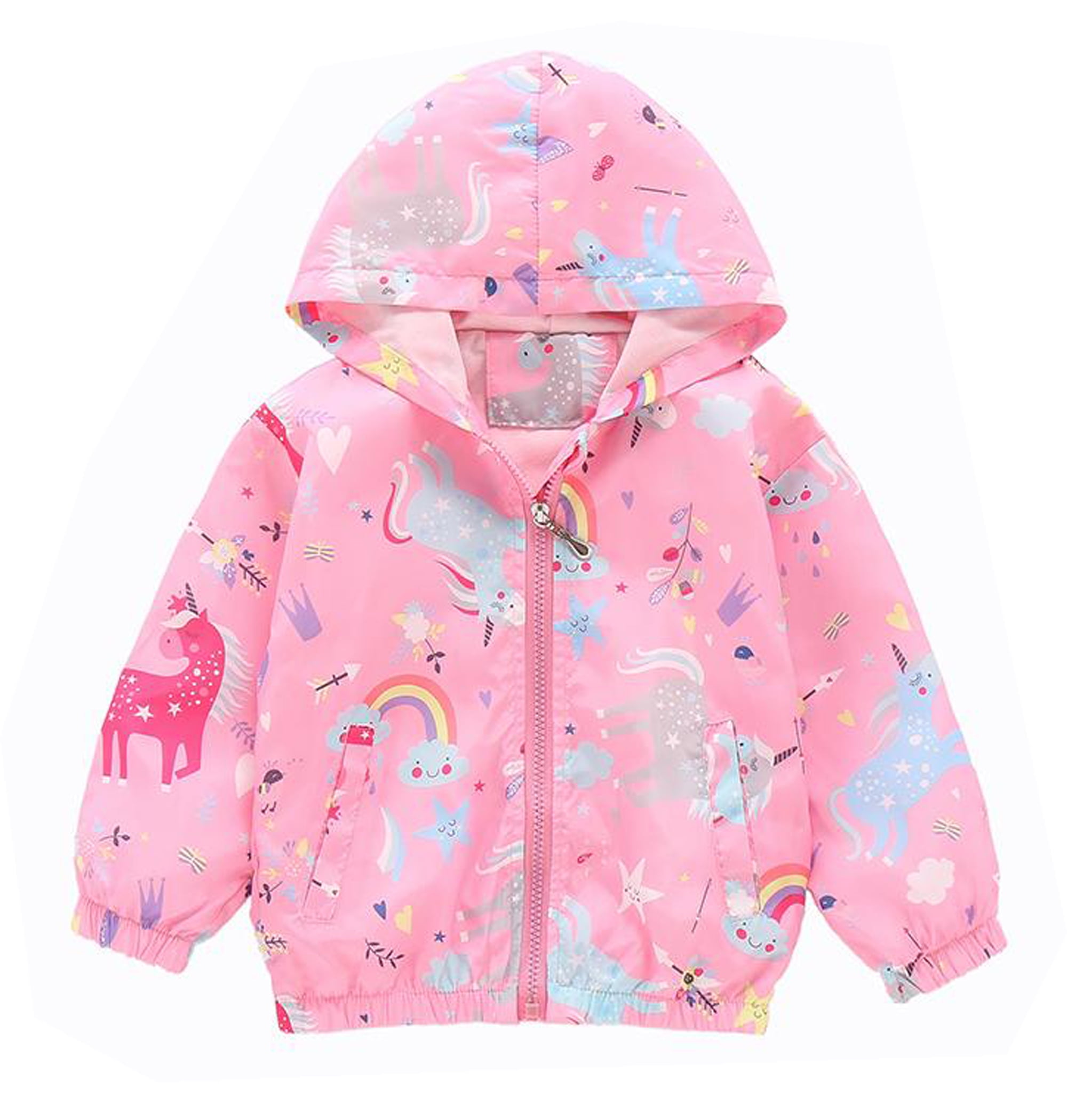 Aolyty Toddler Girls Zip Up Jacket Unicorn Windbreaker Clothes 4T