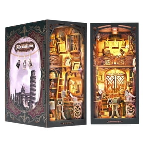 Aomeilin 3D DIY Book Nook Kit Tarot Divination Society with Wooden Puzzle Bookshelf Insert LED Lights