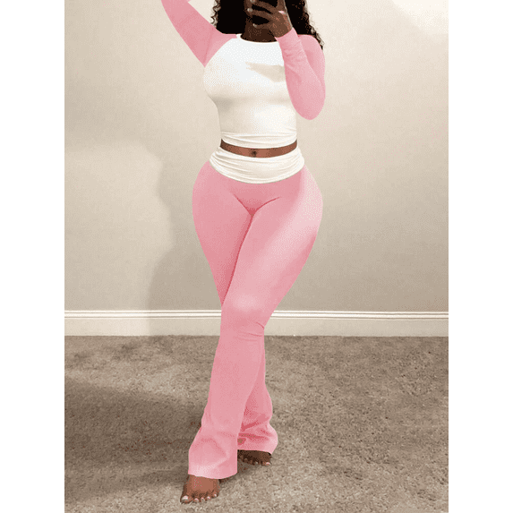 Aomice Lounge Sets For Women 2 Piece Outfits Fall Comfy Tracksuits-Pink-M