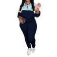 thumbnail image 1 of Aomice Two Women's 2 Piece Outfits Lapel Half Zip Long Sleeve Sweatshirts Sweatpants Tracksuit Casual Sweatsuits-Dark Blue-M, 1 of 6