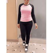 Aomice Women's 2 Piece Tracksuit Outfits for Women Jogger Bodycon Pants Set-Black Pink-S