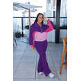 thumbnail image 1 of Aomice Women's 2 Piece Tracksuit Set Zip Up Jacket Flare Leg Pants | Color Block Matching Set with Zip Up Jacket and High Waist Flare Pants for Casual, Travel and Everyday Wear-Purple Pink-2XL, 1 of 8