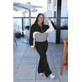 thumbnail image 1 of Aomice Women's 2 Piece Tracksuit Set Zip Up Jacket Flare Leg Pants | Color Block Matching Set with Zip Up Jacket and High Waist Flare Pants for Casual, Travel and Everyday Wear-Black Gray-2XL, 1 of 9