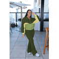 thumbnail image 1 of Aomice Women's 2 Piece Tracksuit Set Zip Up Jacket Flare Leg Pants | Color Block Matching Set with Zip Up Jacket and High Waist Flare Pants for Casual, Travel and Everyday Wear-Green-S, 1 of 8