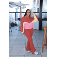 thumbnail image 1 of Aomice Women's 2 Piece Tracksuit Set Zip Up Jacket Flare Leg Pants | Color Block Matching Set with Zip Up Jacket and High Waist Flare Pants for Casual, Travel and Everyday Wear-Red Pink-2XL, 1 of 9