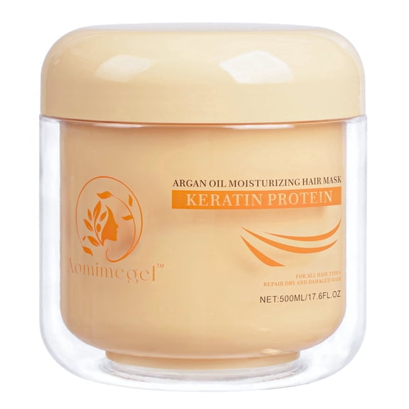 Aomimegel Collagen Hair Mask with Argan Oil, Deep Conditioning Repair for Dry, Damaged & Frizzy Hair, All Hair Types, 16.9 fl oz / 500 mL